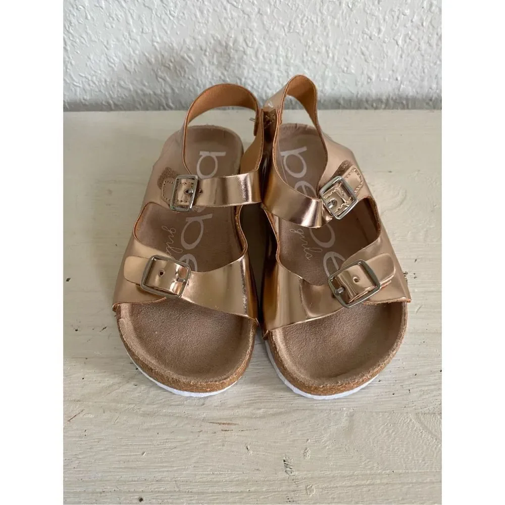NEW Bebe Birkenstock Style Sandals Rose Gold Copper Metallic ShoesSize 9 NWOT